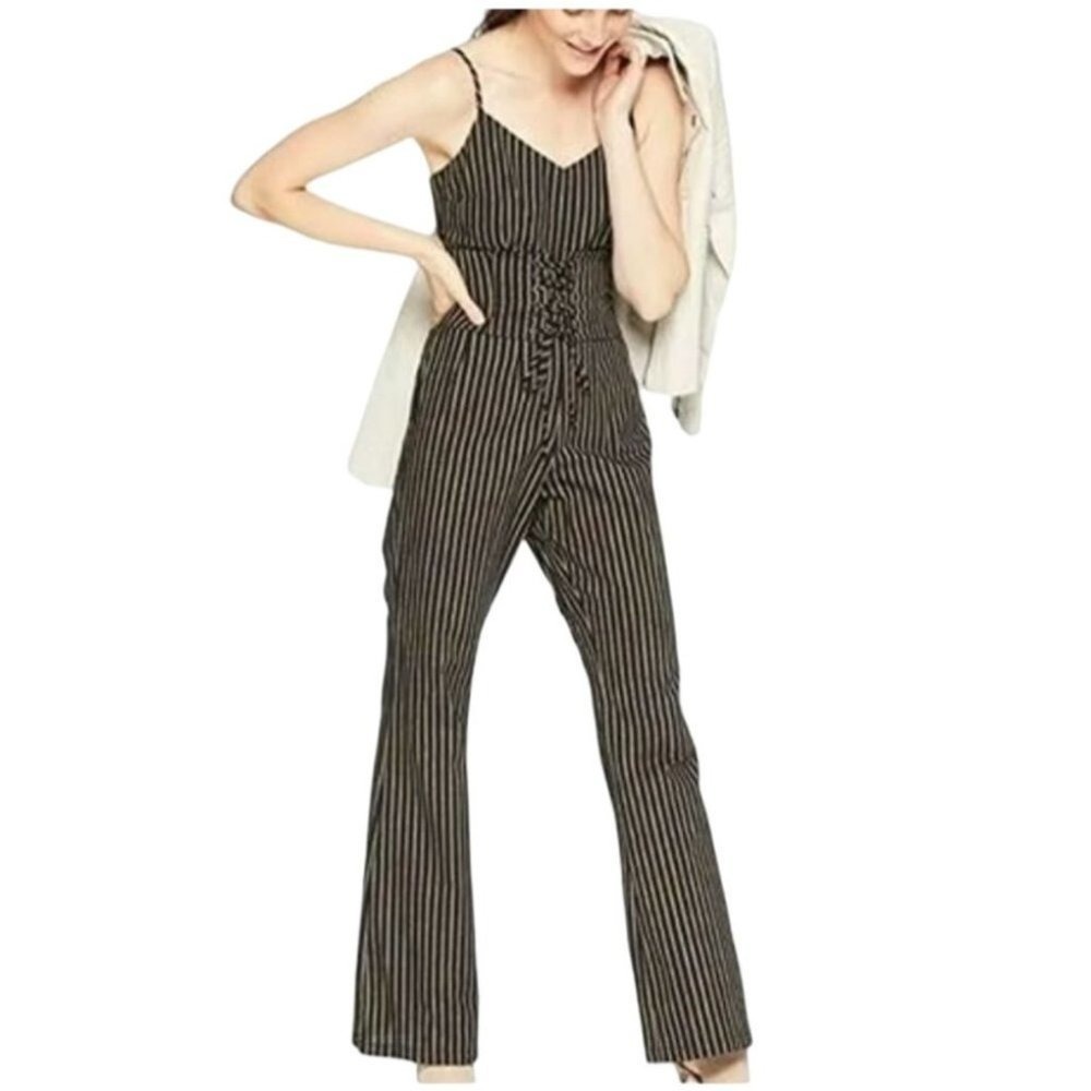 Cupcakes and Cashmere Jumpsuit Size 6 Jaiden Black Rainbow Wide Leg Corset‎